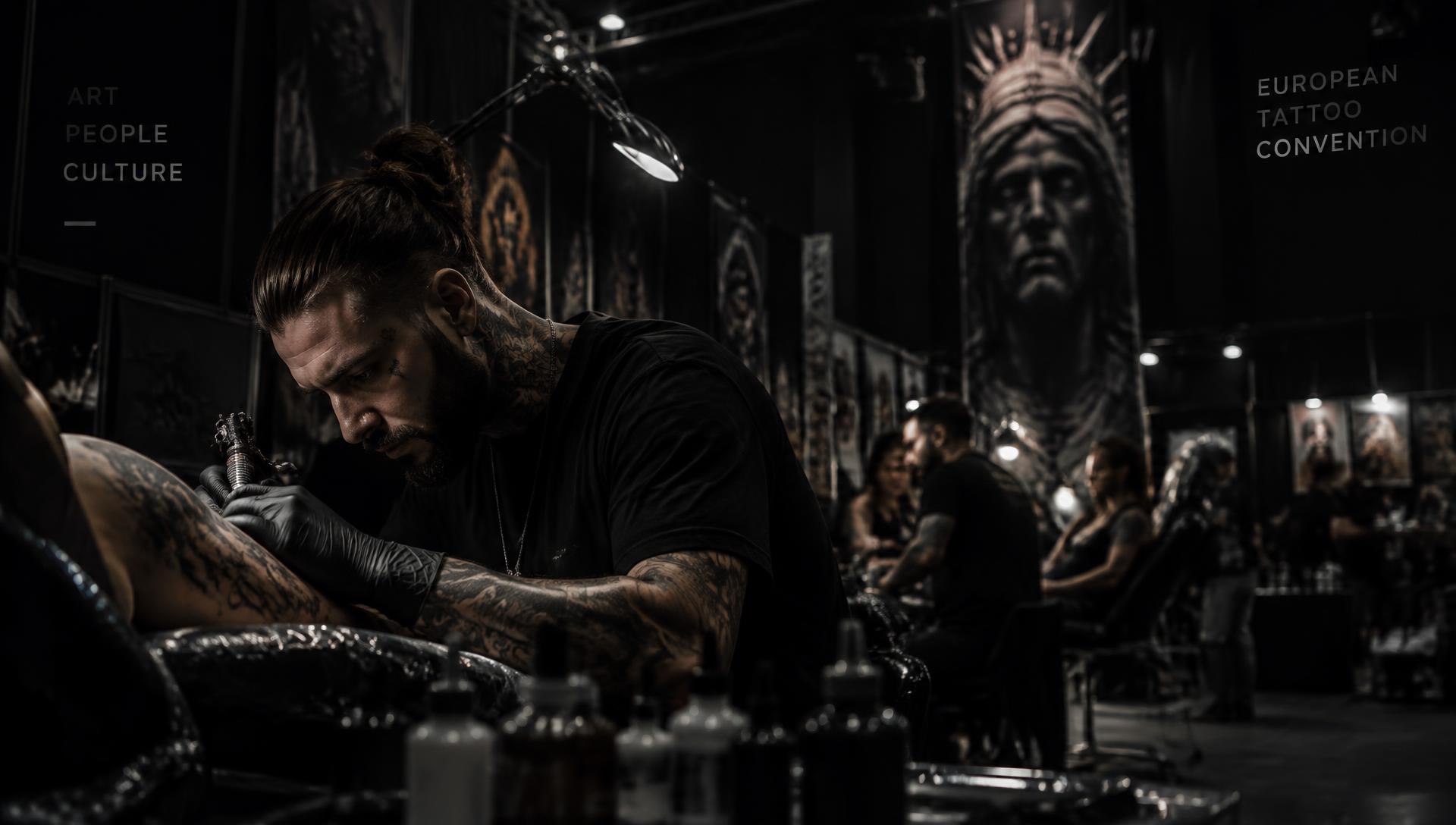Tattoo artist at a convention